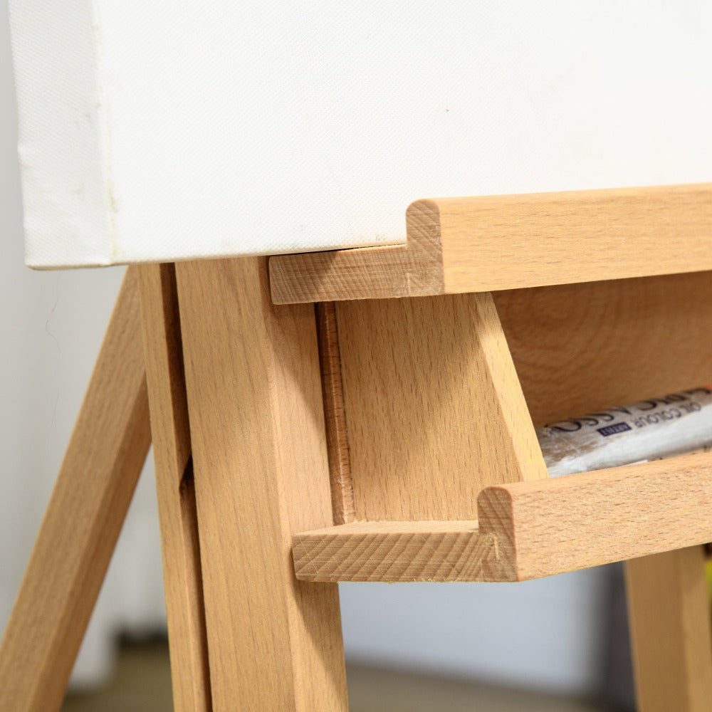 Caballete plegable para artista Vinsetto sobre ruedas, hecho de madera de haya, para lienzos de hasta 118 cm, altura ajustable, inclinación ajustable hasta 90° máximo, con soporte para pinceles de madera natural