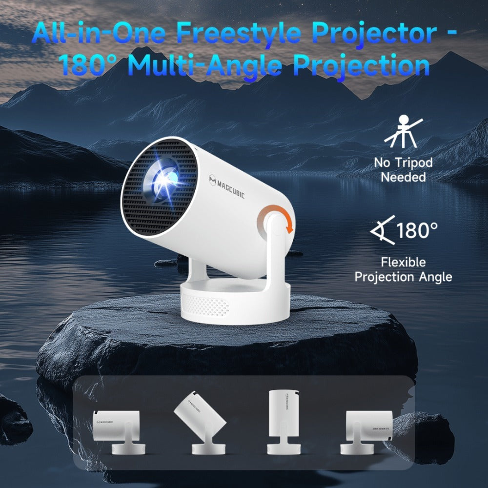 Proyector Magcubic HY300Pro+, nativo 720P con soporte para 8K, relación de proyección 0.9:1, incluye un control remoto, 280 ANSI, ideal para salas de cine en casa, perfecto para proyectar películas en paredes