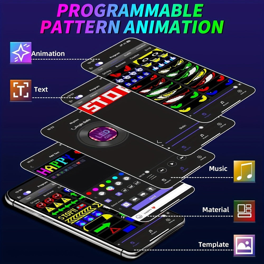 Ojo del Diablo LED Flexible para Automóvil, Pantalla de Luz Programable con Logo Publicitario, Texto y Grafiti, Aplicación Inteligente, Bluetooth USB