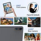 RELNDOO Tablet Android 16 de 12 pulgadas, 24GB (8+16) RAM, 256GB ROM, T615 Octa-Core, 8000Mah, Tablet PC 2-En-1 con Teclado, Ratón Inalámbrico, Funda, Lápiz Óptico (No Electrónico), Ideal para Películas y Lectura, Perfecto para Oficina, Estudio, Regalo de