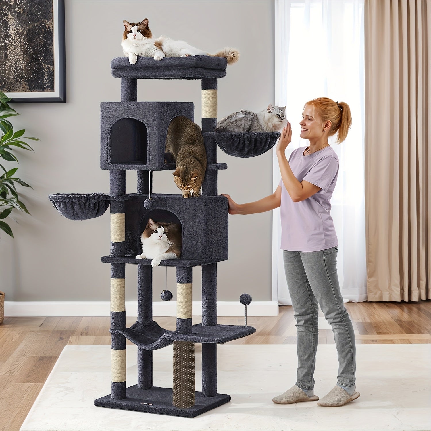 Torre rascadora para gatos | Juego descanso y cuidado de las uñas
