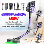 Aspiradora escoba | Aspiradora Inalámbrica de Alta Eficiencia 650-700W, 65-73KPA, Potente Succión, Eliminador de Pelo de Mascotas para Todas las