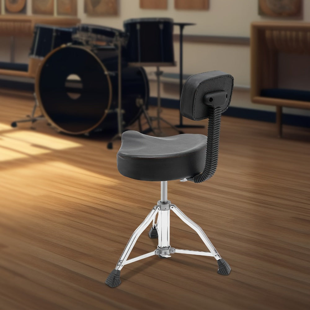 Silla de batería con respaldo, ajustable en altura, silla de batería neumática, giratoria 360°, para oficinas, salas de piano, salas de estudio, estudios de arte, conciertos.