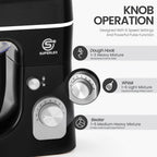 SUPERLEX Batidora de Pie 3 en 1 de 5L con 8 Velocidades, Máquina de Cocina con Función Pulse, Gancho para Masa, Batidor y Batidor de Huevos para Hornear Pasteles y Pan