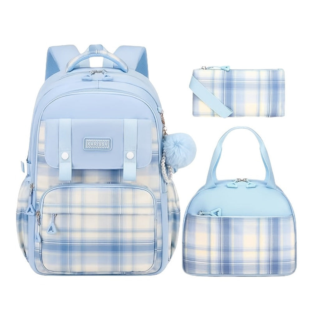 1 juego de mochila escolar incluye 1 mochila casual, 1 bolso de mano y 1 estuche de lápices, perfecto para la escuela, la vida diaria, los viajes y más.