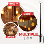 Paquete de 4 postes de metal para guirnaldas de luces de 3.05 metros con horquilla, postes colgantes para terraza, fiesta, boda (sin guirnalda de luces, solo poste)