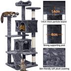 Costoffs Poste para Rascar de Gatos de 138 cm, Árbol Resistente con Pelota de Juego y Cueva para Gatos, Torre de Rascado y Escalada para Gatos, Casa para Gatos