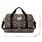 Maleta moderna con estampado de leopardo y amplio espacio, con compartimento separado para zapatos, correa de hombro ajustable, ideal para el gimnasio, yoga y escapadas de fin de semana, así como actividades de ocio y camping al aire libre