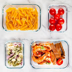 Juego de 24 recipientes de vidrio con tapas herméticas - frascos de almacenamiento de vidrio, ideales para cocinar, microondas y lavavajillas - perfectos para ensaladas, frutas, verduras, envases sellados, diseño inclinado (12 recipientes, 12 tapas)