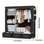 Armario portátil simple, diseño de gran capacidad, armario de almacenamiento multicapa, almacenamiento de ropa, armario portátil, diseño plegable, organizador de ropa con 6 armarios de almacenamiento y 2 zonas para colgar, plegable, apto para dormitorio,