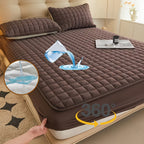 1 pieza Protector de colchón impermeable de alta calidad, sábana bajera ajustada, fabricada con tecnología de gofrado Soundwave, cubrecama suave y cómodo, lavable a máquina, apto para dormitorios, hoteles, residencias estudiantiles, fundas de almohada y r