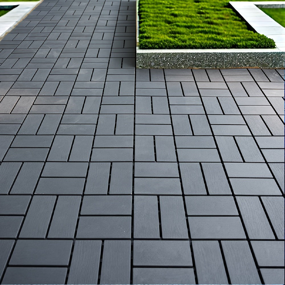 Paquete de 27/44 baldosas de plástico entrelazadas para terraza, adecuadas para piscina, balcón, patio trasero, porche, pavimentos impermeables para patio exterior con sistema de enclavamiento, instalación a presión, baldosas para terraza de bajo mantenim