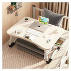 Mesa plegable multifunción para cama y sofá con portavasos, 60×40×28 cm, mesa auxiliar con atril para leer en la cama, bandeja multifunción para ordenador, libros, trabajo y estudio en casa (con cajón / sin cajón)