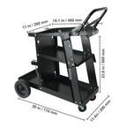 Carro para soldar VEVOR de 3 niveles con gran capacidad de carga de 400 libras, ruedas giratorias de 360°, cadenas de seguridad para almacenamiento de tanques, carro para soldar MIG con ruedas para máquinas de soldar TIG, ARC, MMA y cortadoras de plasma