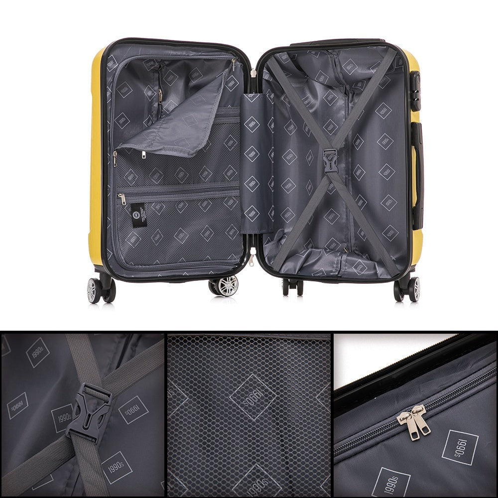 Maleta de Cabina Policarbonato 55x40x20cm (40L) - 20 Pulgadas - Negro/Azul/Amarillo/Rojo/AzulMarino/Plaeada/RosaDorada/Menta