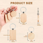 Dofiki Juego de 30/60 Llaveros de Madera, Redondos/Cuadrados/Ovalados, Grabados con Láser, Adecuados para Regalos Hechos a Mano de Bricolaje, Varios Llaveros y Etiquetas para Llaves