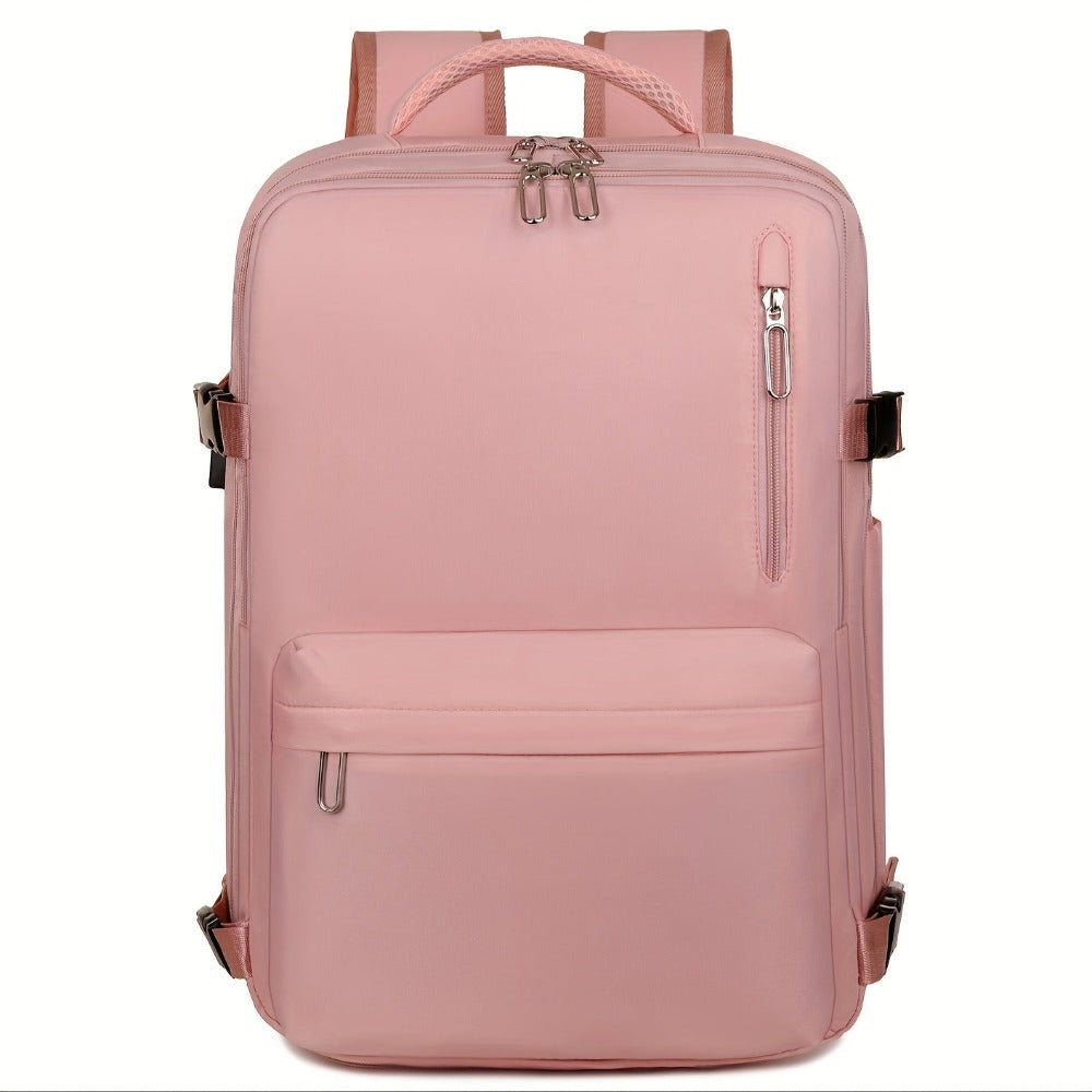 La mochila está hecha de tela Oxford de alta calidad, con un compartimento de viaje de separación seca y húmeda, color sólido, mochila simple y de gran capacidad con compartimento independiente para zapatos, ideal para viajes, desplazamientos y escuela