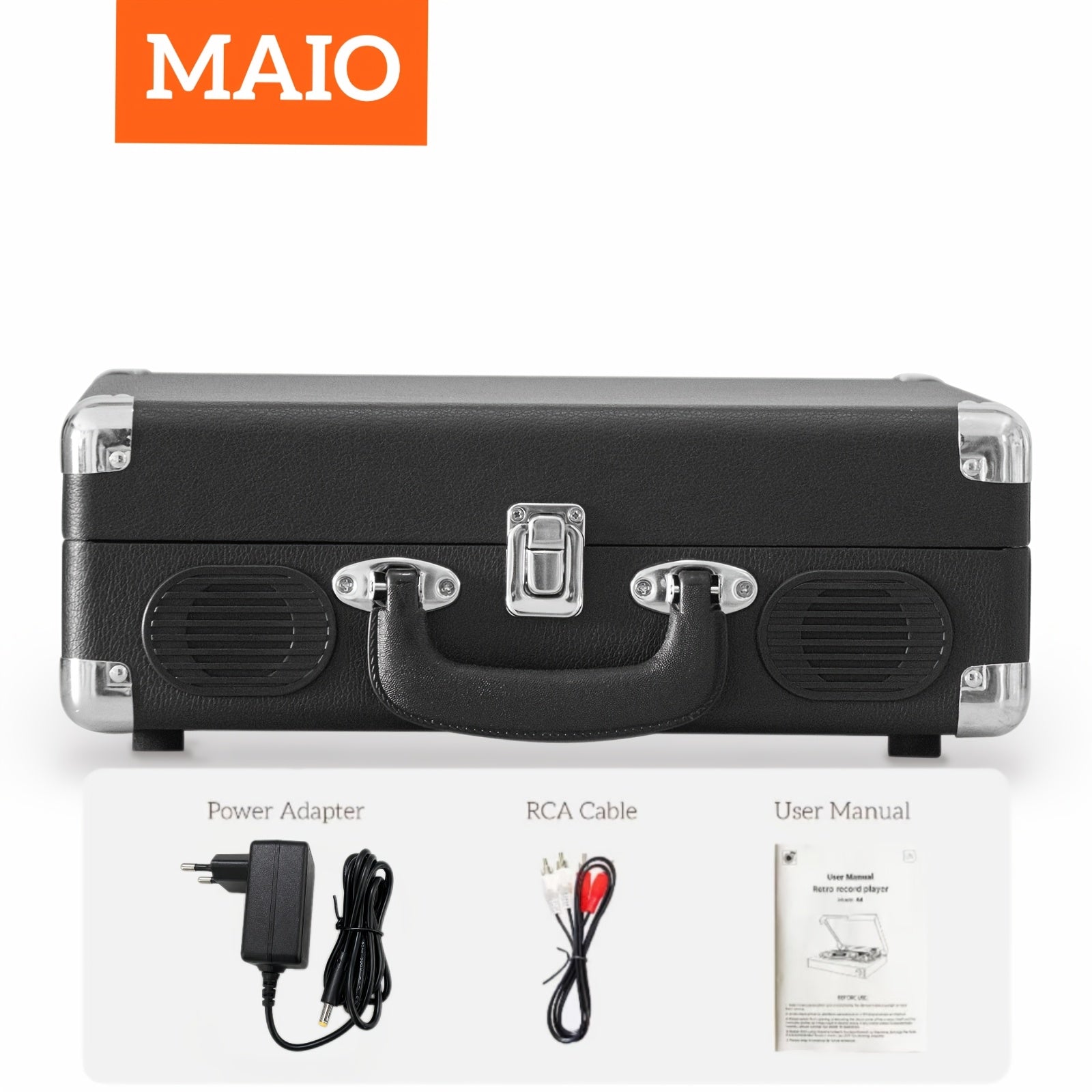 Maio S100 Gramófono Vintage, Disco de Vinilo, Tornamesa, Dispositivo de Gramófono, Estéreo de Alta Fidelidad, Altavoz Incorporado, 3 Velocidades, Gramófono Vintage Accionado por Correa, Salida de Música de 3.5 mm, Se Puede Conectar a Altavoces Externos, E