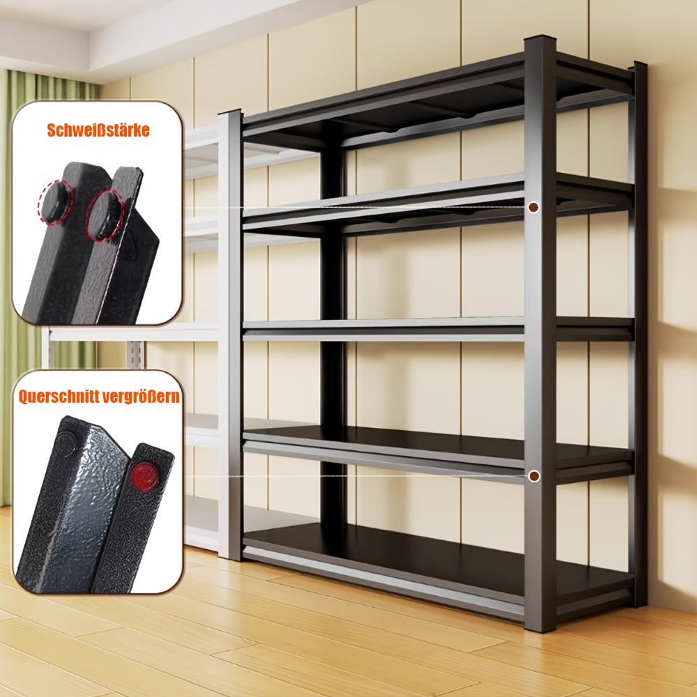 Estantería de almacenamiento metálica de 1 pieza, resistente, de 3/4/5 niveles, ajustable, para garaje, accesorios de viaje, artículos esenciales de viaje, apta para viajes y salidas, almacén, sótano, despensa - Estante organizador multiusos