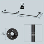 Perchero de tubo industrial de 200 cm para montar en la pared, toallero, barra para prendas de estilo vintage, riel de pared de alta resistencia para colgar y exhibir ropa, para dormitorio y lavadero
