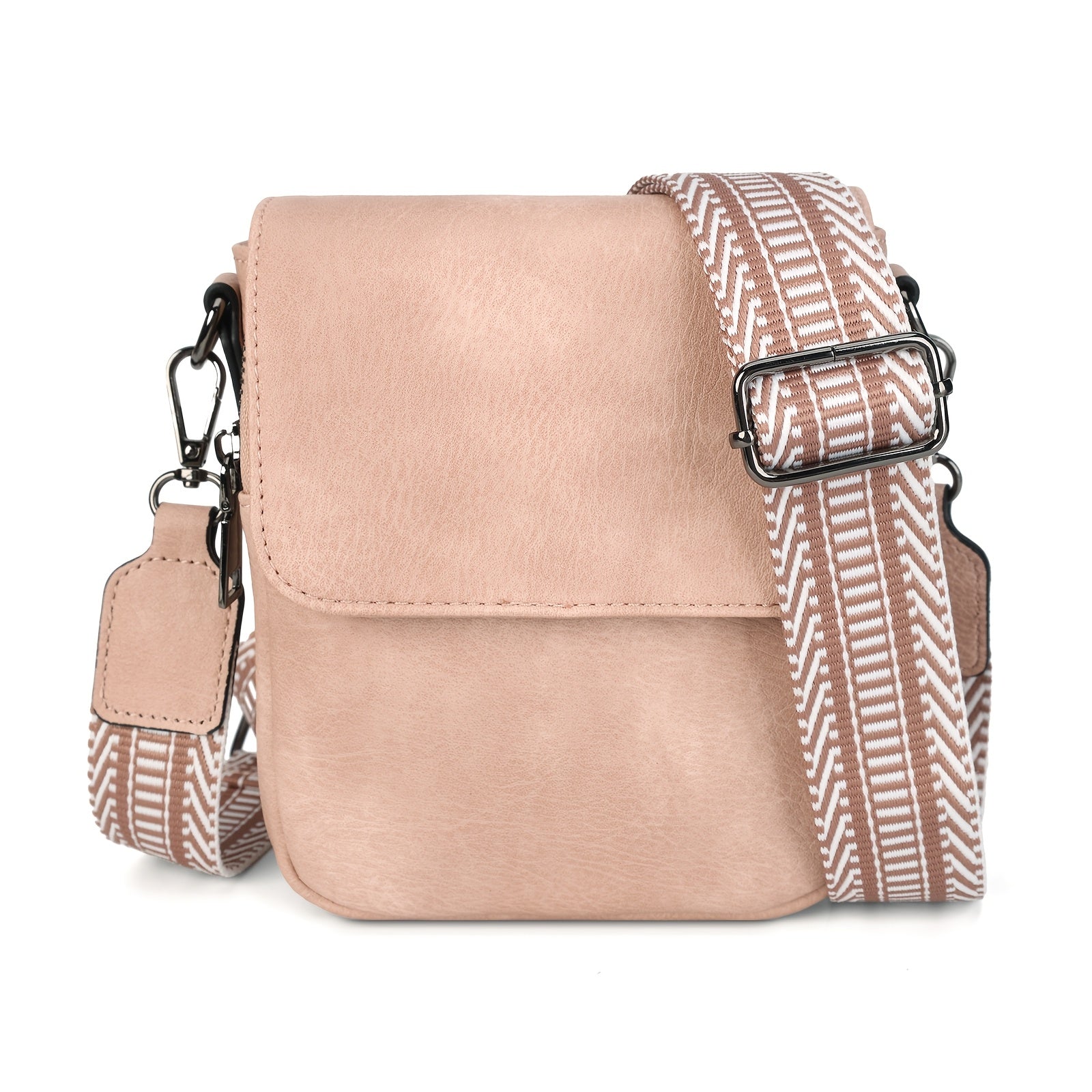 Un nuevo bolso bandolera para mujer con varios bolsillos, tapa abatible, correa ancha de PU tejido de moda y diseñado para llevar sobre un solo hombro