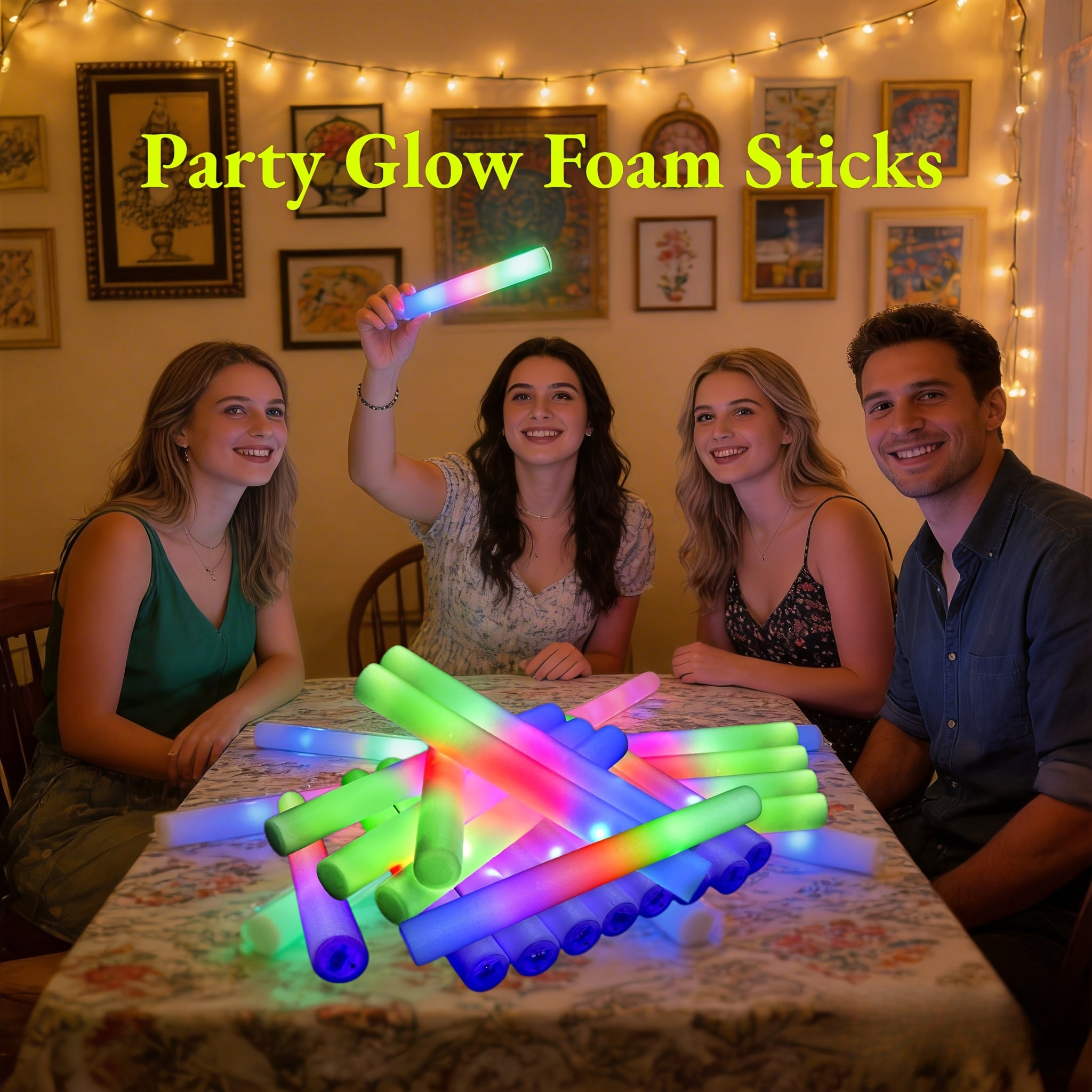 50 varillas LED luminosas, varillas de espuma luminosas con 3 modos de intermitencia colorida en la oscuridad, suministros para fiestas al aire libre para acampar, Día de San Valentín, bodas, Pascua, soporte de fan, espectáculo al aire libre, decoraciones