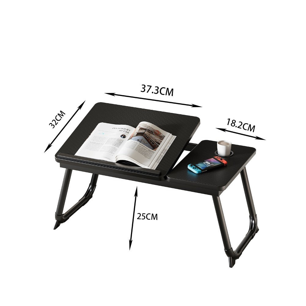 Mesa plegable para cama y sofá con altura ajustable de 5 niveles, bandeja con superficie ajustable y portavasos, mesa pequeña multifunción para ordenador, libros, trabajo y estudio en casa (56x32x25cm)