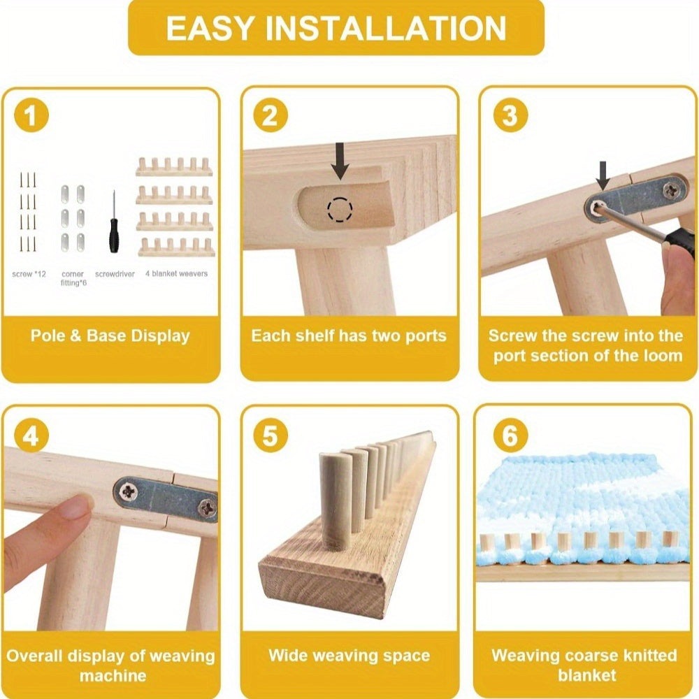 Telar para manta de hilo grueso de 139.7 cm - Kit de tejido a mano de tamaño ajustable para proyectos con hilo grueso, operación fácil, mantas acogedoras hechas a mano | Ideal para principiantes del bricolaje