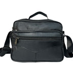 MEJORADA DL-71 Bolso de hombro de cuero genuino para hombre, bandolera horizontal de piel auténtica multibolsillo para hombre