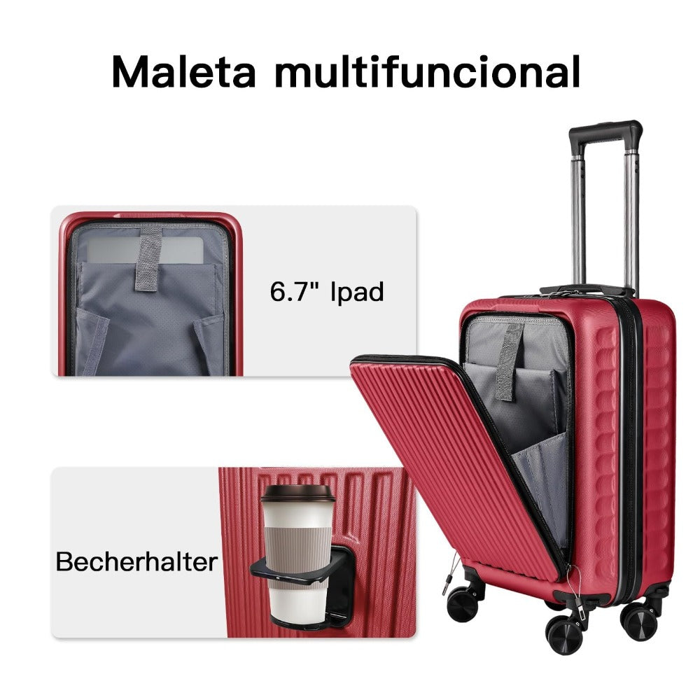 Una Maleta Cabina 55x35x20 Cm. , Equipaje Rígido Expandible De Material ABS, Con Ruedas Giratorias Desmontables Y Cerradura De Combinación, Que Cumple Con La Norma De Equipaje De Mano De 55x40x20 Cm. Ideal Para Adolescentes, Imprescindible Para Viajes En