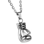 Collar con Colgante de Guante de Boxeo para Hombre: Acero Inoxidable 304 304 Estilo Punk con Cadena Plateada de 22 Pulgadas y Bolsa de Regalo de Terciopelo