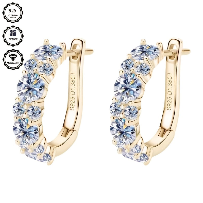 Un par de aretes de aro de plata de ley 925 para mujer, peso total del producto (1.2g) para incrustaciones de circonita, peso total del producto (6.14g) para estilo dorado, peso total del producto (5.15g) para estilo plateado. Regalos perfectos para mujer