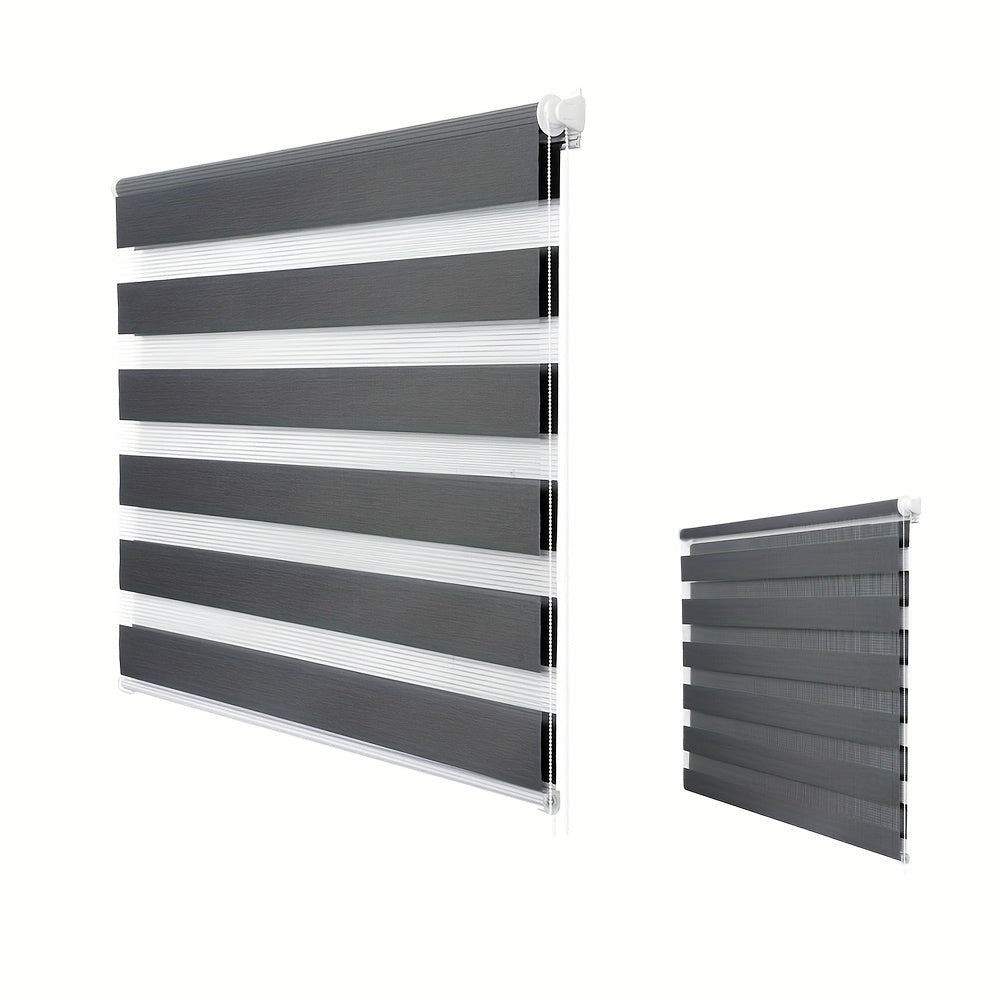2 piezas, Persianas de doble rodillo, Persianas de cebra sin perforaciones, Blackout, Parasol, Protección solar, Decoración del hogar, para baño, sala de estar, cocina, con accesorios de montaje