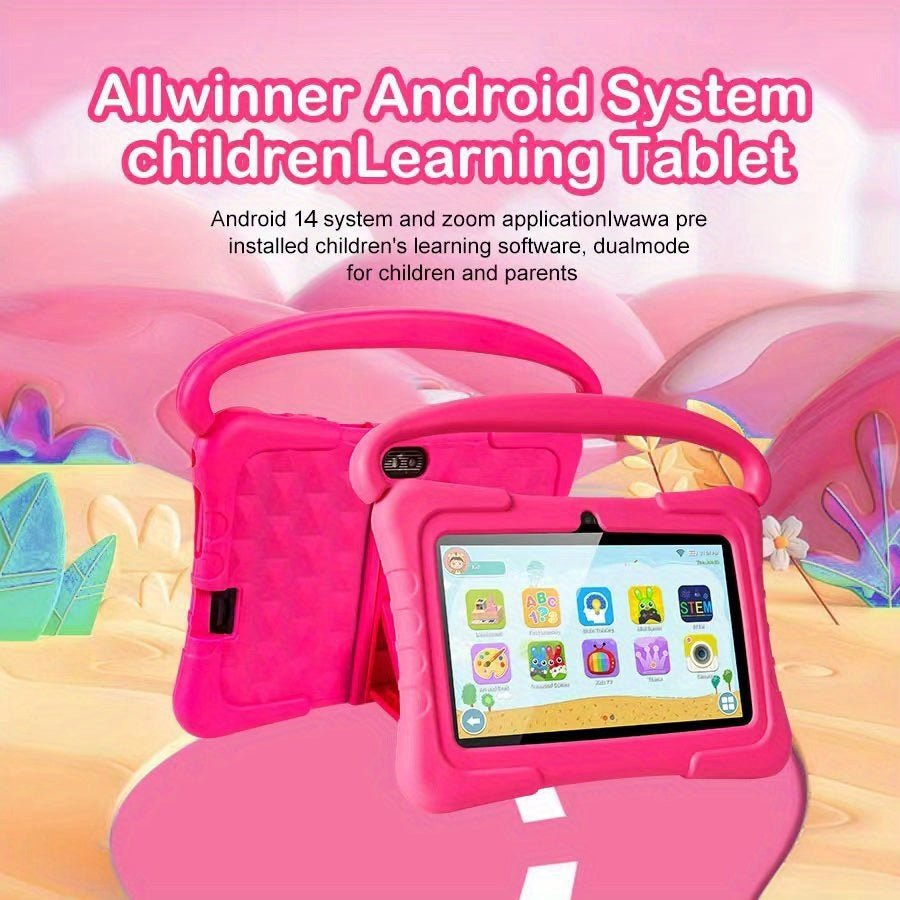 Tabletas Android | Tableta ITMEIPC Android 14 de 7 pulgadas con funda protectora, cubierta a prueba de golpes - Azul/Rosa 4GB (2GB + 2GB