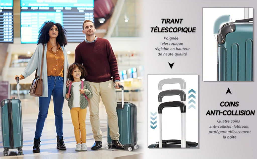 Juego de Maletas (55/66/76Cm), Maleta Grande Rígida ABS, Maleta con 4 Ruedas de 360°, Juego de Maletas, Maleta con Tren de Ruedas con Cerradura de Combinación, Juego de Tres Piezas