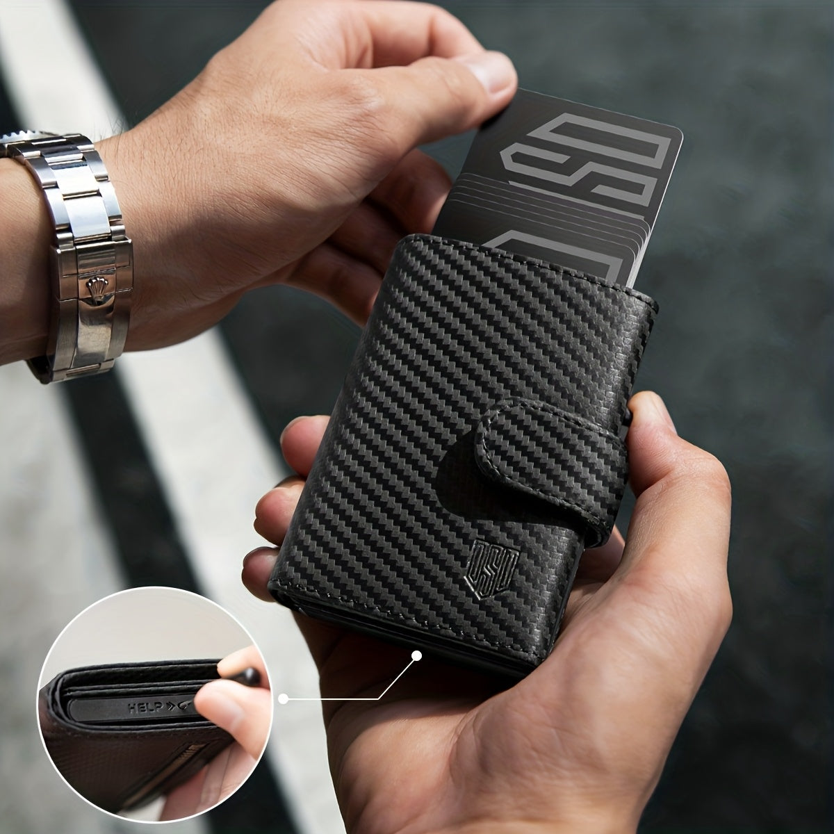 DODENSHA Billetera Antirrobo RFID para Hombre - Tarjetero Emergente de Aluminio de Alta Resistencia con Bolsillo para Monedas y Ventana para Identificación, Capacidad para 8-10 Tarjetas, Billetera Inteligente Delgada, Regalo Premium para Amigos y Familiar