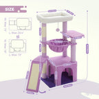 Árbol para Gatos de Interior PAWZ con Gran Apartamento, 1 Tablero de Sisal, 3 Postes Rascadores, Torre Rascadora para Gatos con Hamaca Grande y Percha de 90cm
