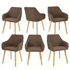 Juego de 2/4/6 sillas de comedor minimalistas con cómodo respaldo, reposabrazos y patas de madera