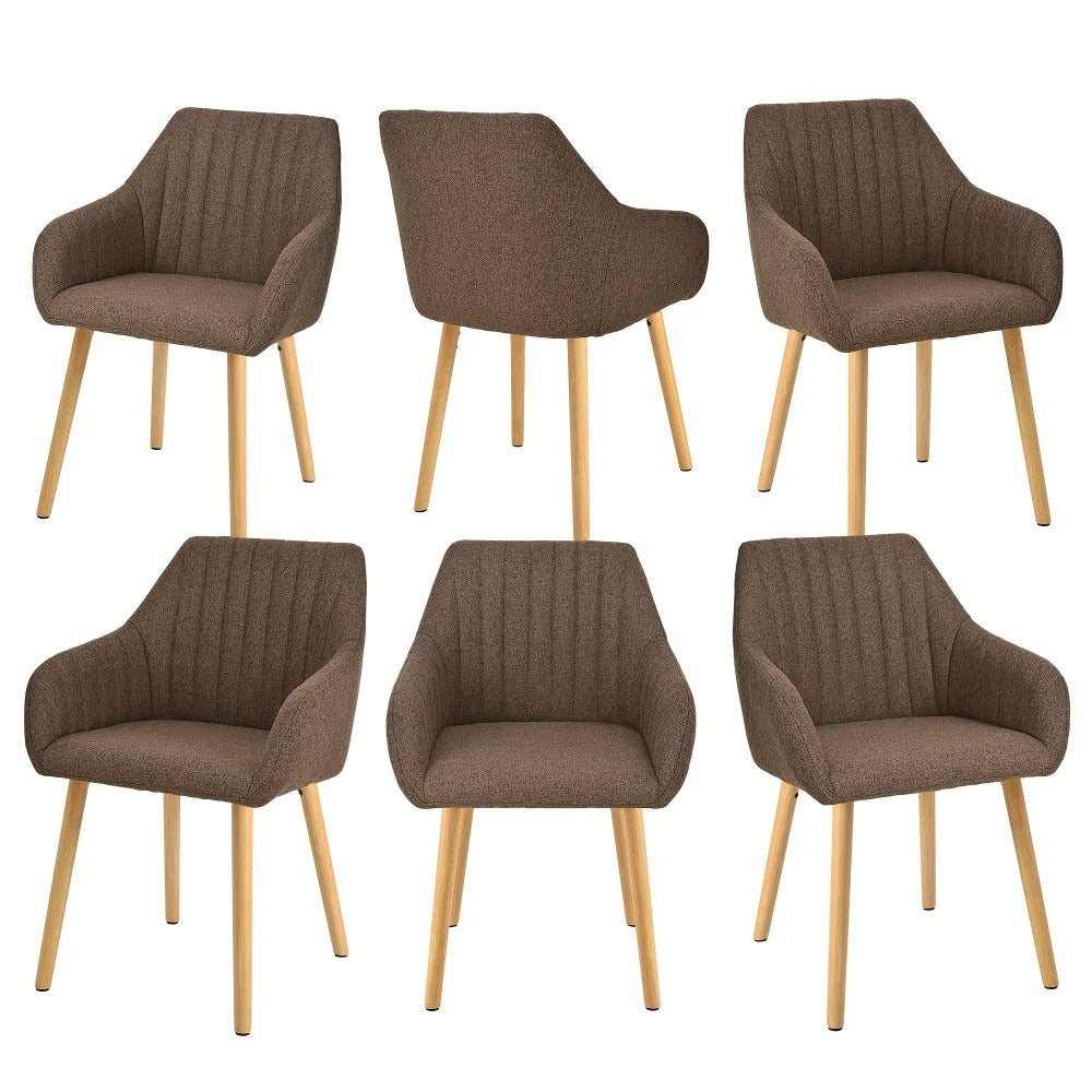 Juego de 2/4/6 sillas de comedor minimalistas con cómodo respaldo, reposabrazos y patas de madera