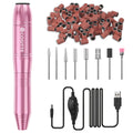 Juego de Taladro Eléctrico para Uñas con 20,000 RPM, Alimentado por USB, Incluye Anillos de Molienda y Cabezales de Repuesto, Ideal para Arte de Uñas de Salón y Entusiastas del Nail Art (Rosa/Dorado)