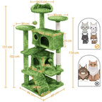 Costoffs Poste para Rascar de Gatos de 138 cm, Árbol Resistente con Pelota de Juego y Cueva para Gatos, Torre de Rascado y Escalada para Gatos, Casa para Gatos