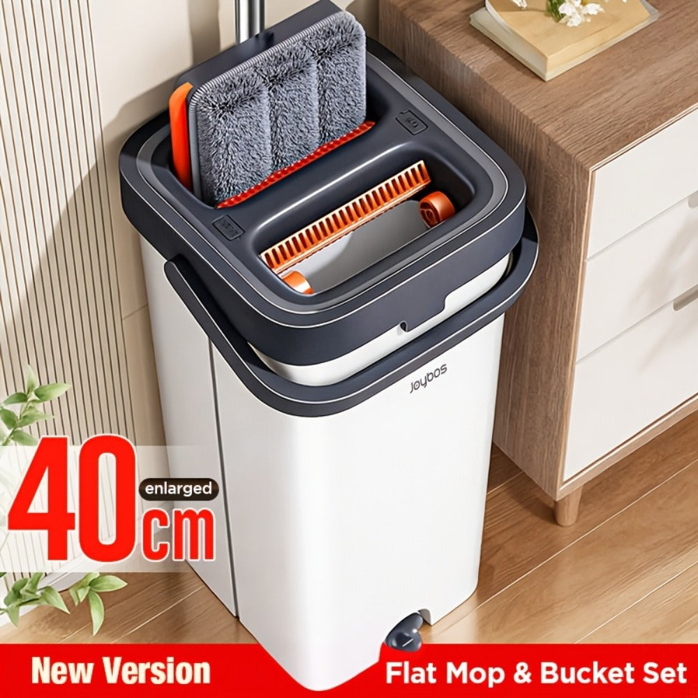 Set de fregona y cubo para el hogar de 33/40 cm, fregona de doble uso seco y húmedo, viene con 2 almohadillas de fregona reutilizables, ideal para limpiar pisos, ventanas, vidrio, baños y paredes, Black Friday, Navidad, regalos de Año Nuevo