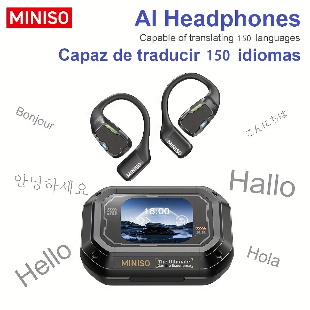 Auriculares con traducción IA en tiempo real multifuncional | Viajes, negocios y comunicación