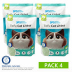 4PCS Arena de Tofu para Gatos aglomera 6L - Sin Polvo Fácil de Aglomerar y Controla Olores -y Segura para Gatitos 2-2.3kg cada bolsa