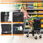 Carrito de compras plegable ajustable plegable | Supermercado camping y transporte diario