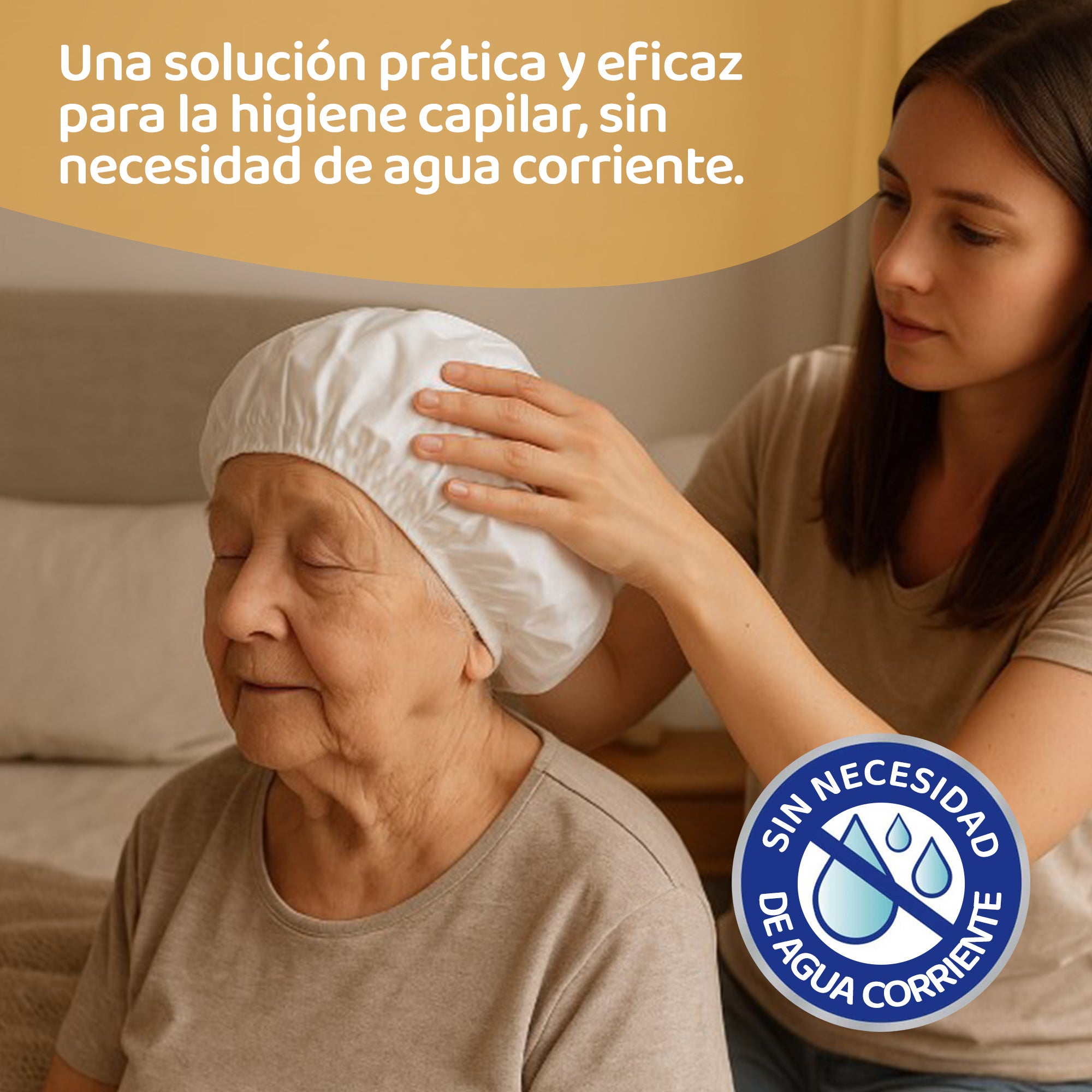 Gorro Lavacabezas sin agua corriente con Champú | Higiene Rápida | Ideal para Mayores, Encamados, Cirugías y Viajes | Lista para Usar | 6 Unidades