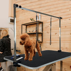 Mesa de peluquería ajustable en altura para perros y gatos, con hebilla y diseño plegable