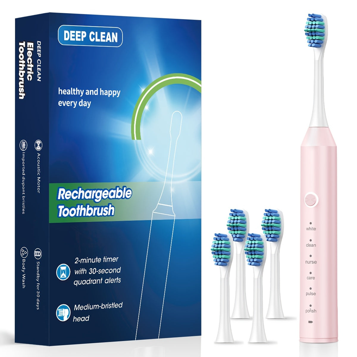 Cuidado bucal | Cepillo de dientes eléctrico inteligente para adultos con 6 modos de limpieza (limpieza profunda, blanqueamiento, cuidado de