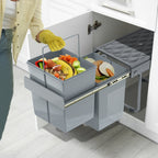 Basurero de Cocina Integrado con Rieles Telescópicos, Recogedor de Residuos Extensible para Bajo Mueble, Color Gris