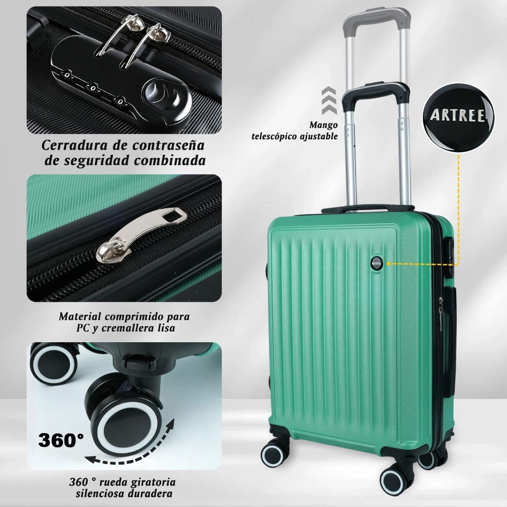 Maleta De Cabina Exclusiva Para Vuelos Europeos, Ideal Para Vacaciones De Verano Y Viajes A La Playa. Dimensiones Precisas De 55×40×20 Cm, Diseño Rígido Resistente Con 4 Ruedas Giratorias 360°, Tirador Telescópico Suave Y Cerradura De Seguridad. Ligera Y